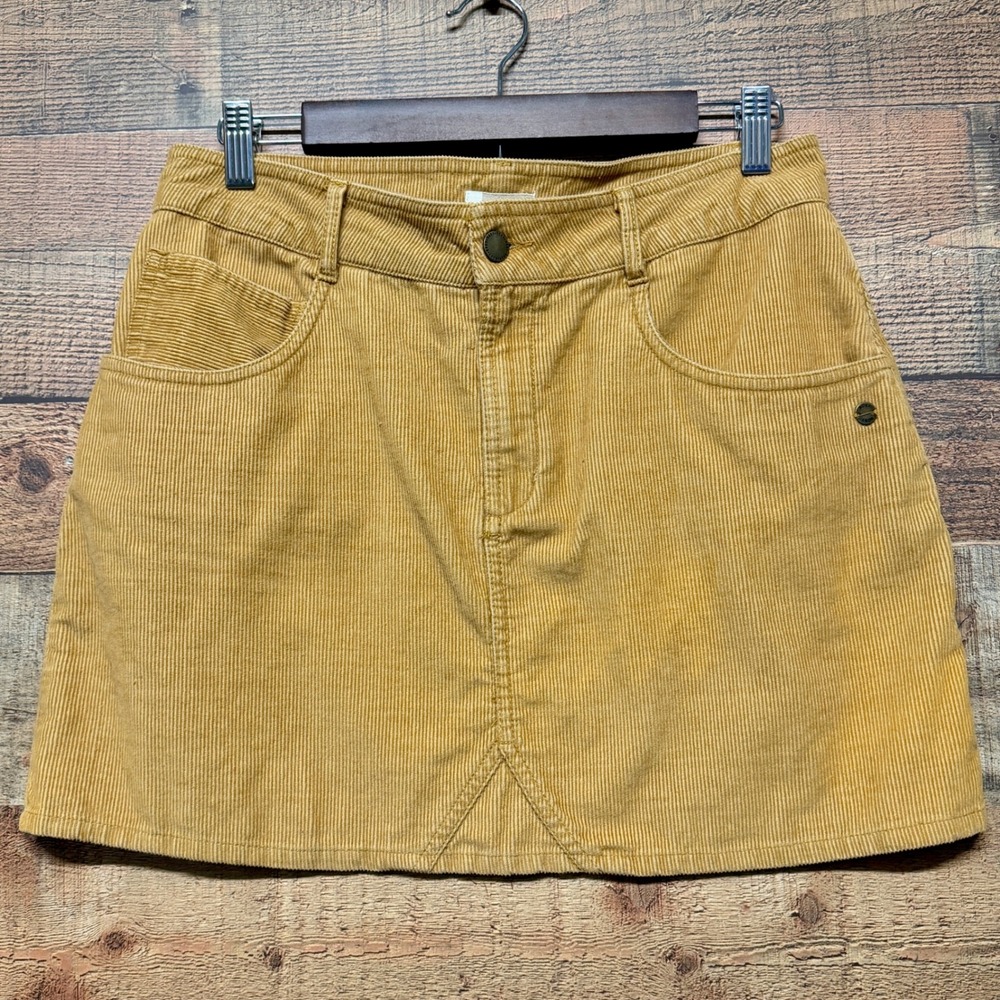 Roxy Womens Corduroy Mini Skirt Mustard Yellow Boho Surf Size Medium